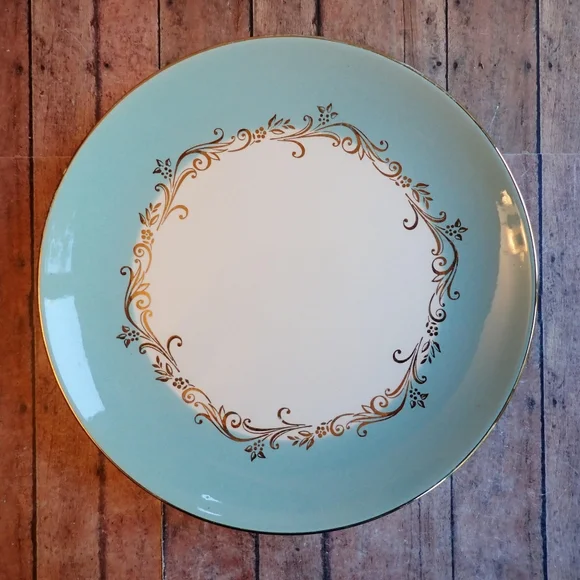 Vintage Lifetime Wedding China Co. Semi-Vitreous Gold Turquoise Crown Set